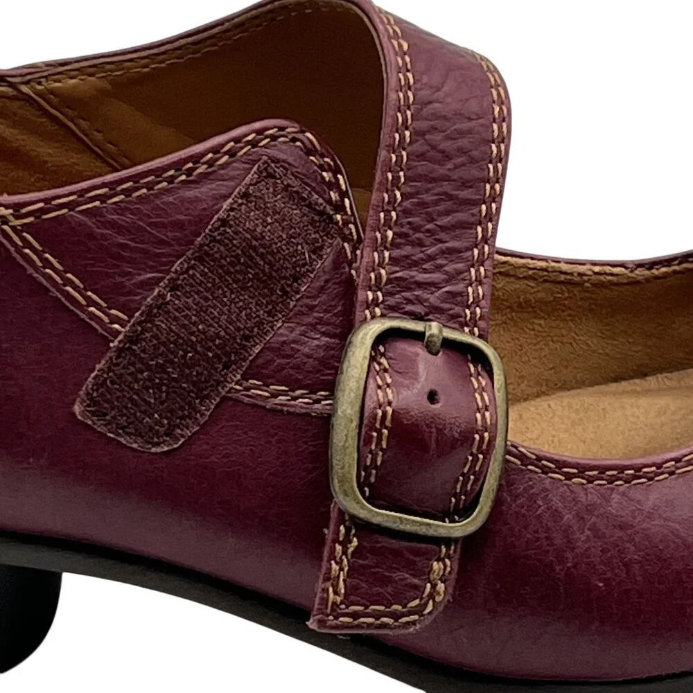 Comfortiva Womens 8.5M Burgundy Leather Mary Jane Shoes Pillowtop Memory Foam - Picture 7 of 15
